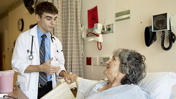 Medical resident visiting hospital inpatient