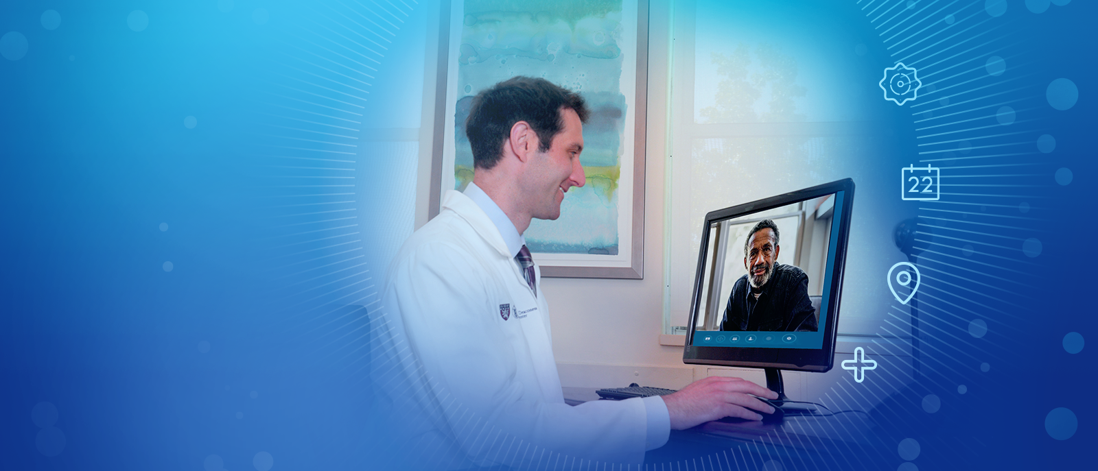 Physician holding a telehealth appointment with a remote patient