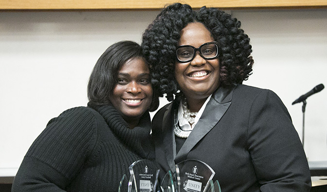 Jennifer Thomas RN and Menrika Louis MHA MPA are BIDMCs 2016 MLK YMCA Black Achievers