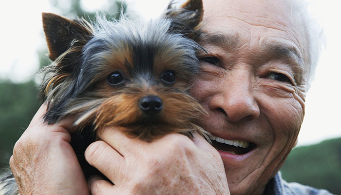 Cancer patient with his pet dog