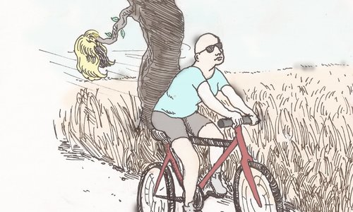 cancer cartoon with bike