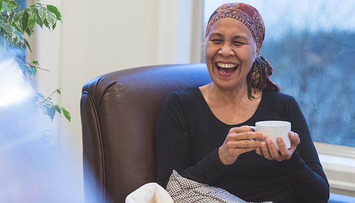 Cancer patient laughing 