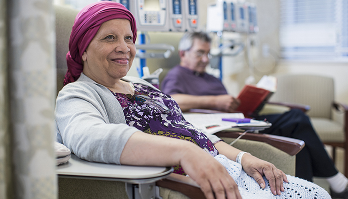 Cancer patients waiting for chemotherapy infusion