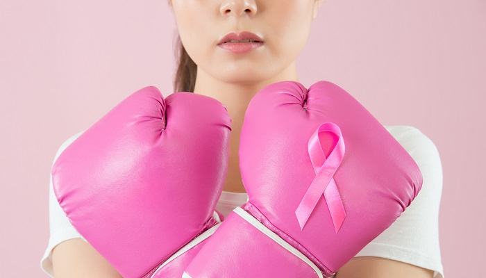 Girl Wearing Pink Boxing Gloves