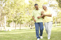 senior couple walking