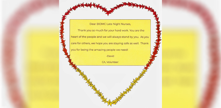 Weekly cards with inspirational messages for employees and patients created by Grace Lee, David Yang, and Seung Hyeon Shim.