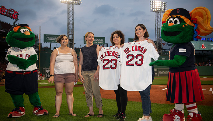 BIDMC Kidney Transplant Patients with Their Surgeons at Fenway Park