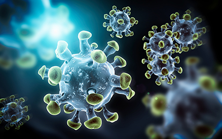 An 3D image rendering of a coronavirus Coronavirus Cells