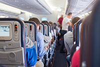 general view of passengers on airplane