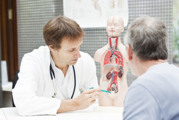 Bladder cancer doctor and patient