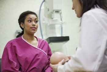 Latina woman during a BIDMC breast cancer consultation