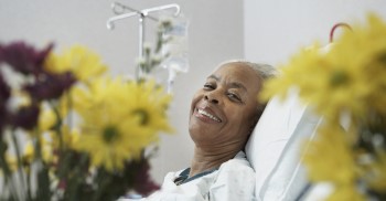 BIDMC cancer patient with flowers