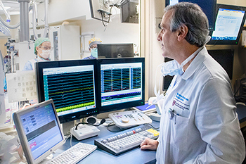 Dr. Peter Zimetbaum, Director of Electrophysiology, prepares for a procedure