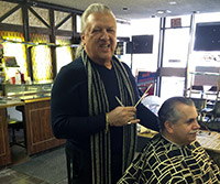 Patrick Donarumo, Jr., at work styling hair