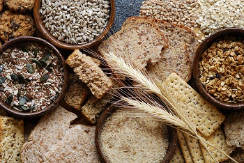 Whole grains labeled gluten-free, legumes, lean protein, etc.