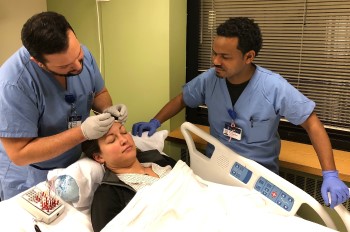 Patient receives neurophysiology services at BIDMC