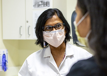 Dr. Pushpa Narayanaswami with a patient