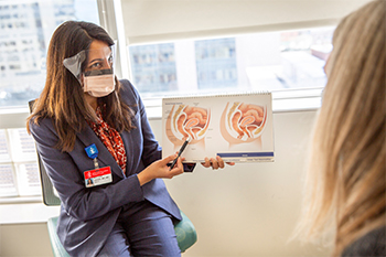 BIDMC OB/GYN speaks with patient about intimate health issues.