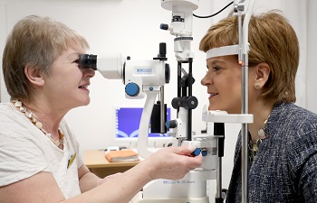 Eye exam by ophthalmologist