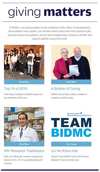 BIDMC's Giving Matters eNewsletter January 2020