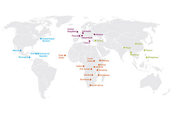 Map of BIDMC's Global Health activity around the world Map of BIDMC's Global Health activity around the world