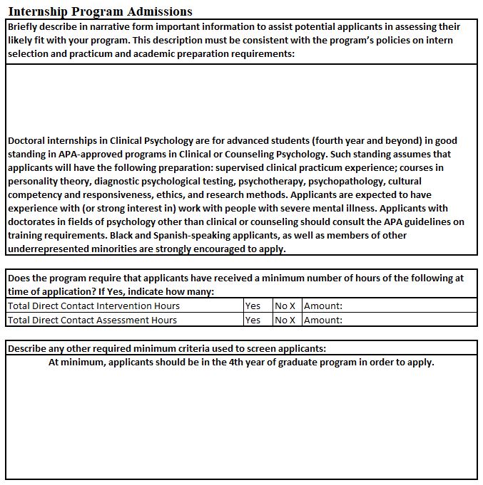 Intern Admissions