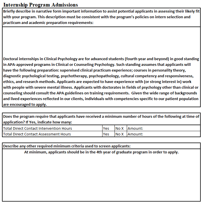 Intern Admissions