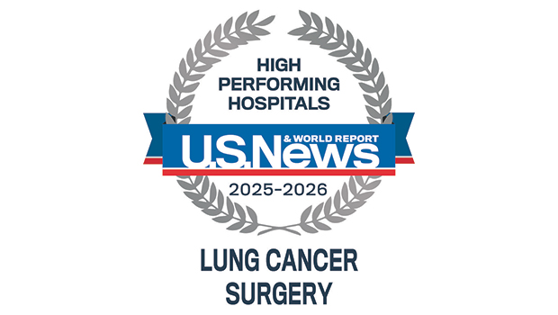 High Performing Hospitals US News Lung Cancer Surgery Badge 2025-2026