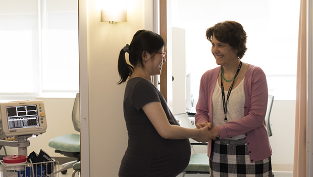 Pregnant patient receiving care from BIDMC OBGYN physician.