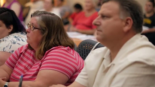 Attendees at a free weight loss surgery information session