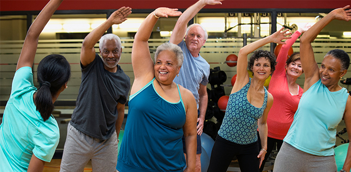 Patients exercising in group class