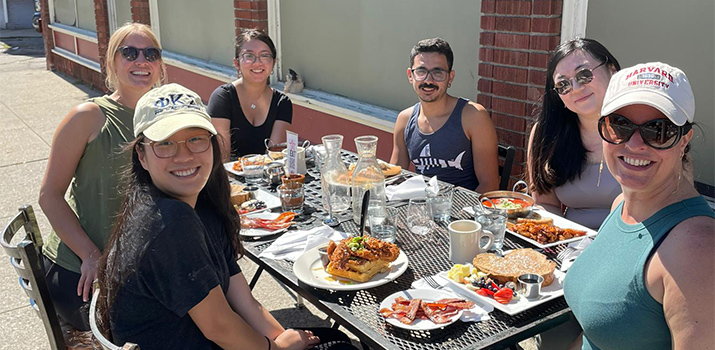 Slack Lab members having brunch